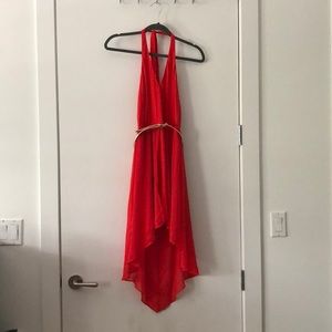 Bebe red halter hi-low dress